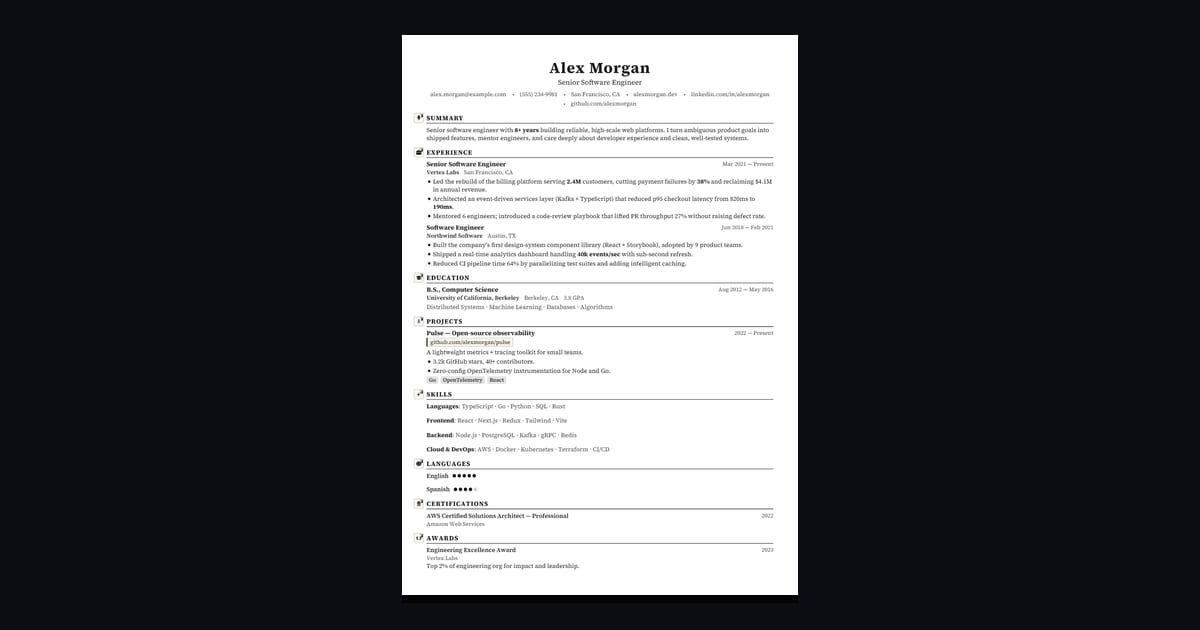 Harvard résumé template: The classic Harvard format recruiters know: centered serif name, bold uppercase section rules, impeccable…